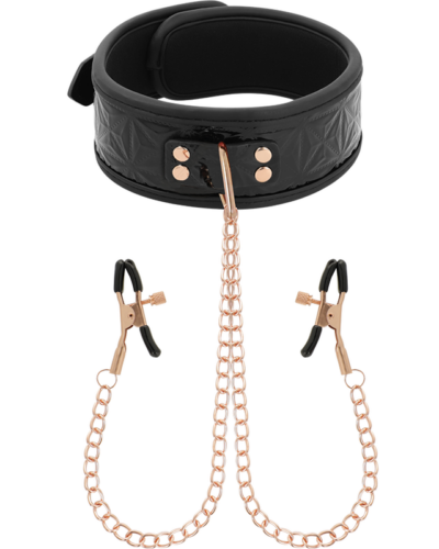 Begme - Black Edition Collar With Nipple Clamps With Neoprene Lining