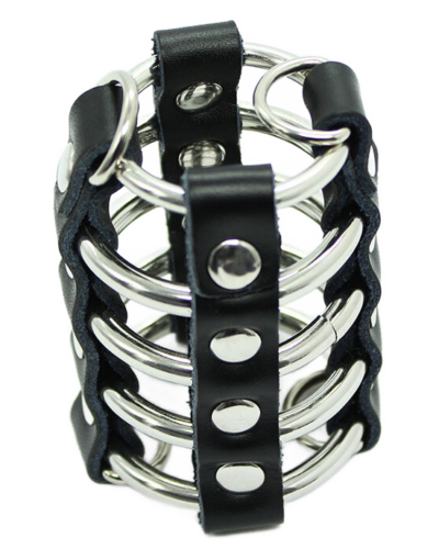 Ohmama Fetish - Penis Cage With Metal Rings And Leather Straps
