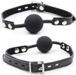 Ohmama Fetish - Silicone Ball Gag With Leather Belt (Padlock Included)