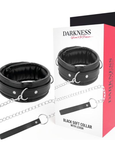 Darkness - Soft Leather Necklace With Chain