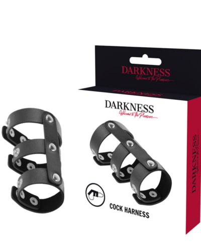 Darkness - Adjustable Leather Double Penis And Testicle Ring