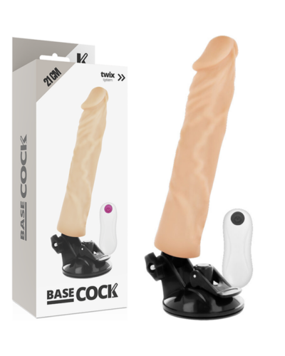 Basecock - Realistic Vibrator Remote Control Flesh 21 cm -O- 4 cm White Remote