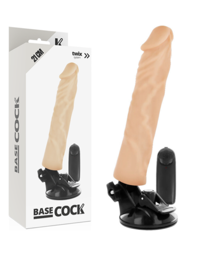 Basecock - Realistic Vibrator Remote Control Flesh 21 cm -O- 4 cm Black Remote