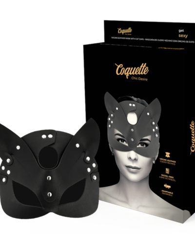 Coquette Chic Desire - Vegan Leather Mask With Bunny Ears