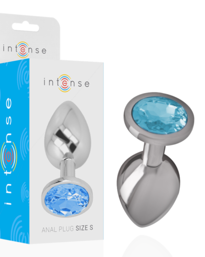 Intense - Aluminum Metal Anal Plug With Blue Crystal Size S