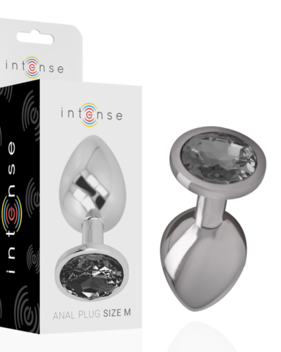 Intense - Aluminum Metal Anal Plug With Black Glass Size M