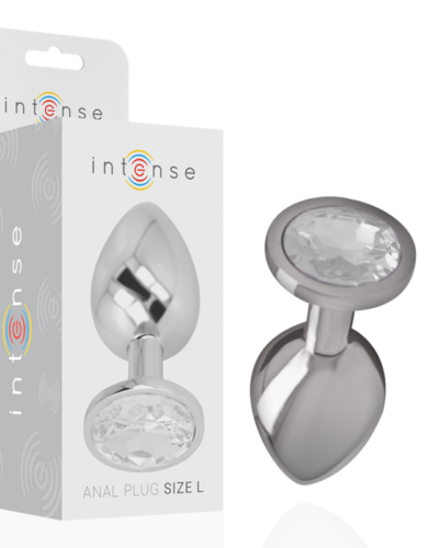 Intense - Aluminum Metal Anal Plug With Silver Crystal Size L