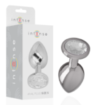 Intense - Aluminum Metal Anal Plug With Silver Crystal Size S