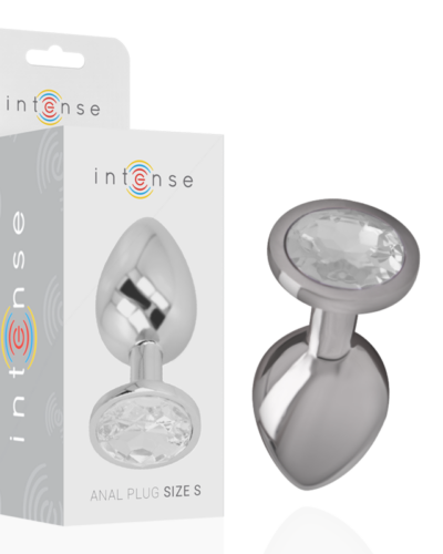 Intense - Aluminum Metal Anal Plug With Silver Crystal Size S