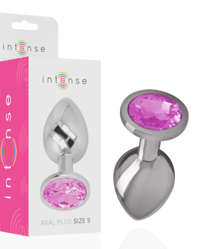 Intense - Aluminum Metal Anal Plug With Pink Crystal Size S