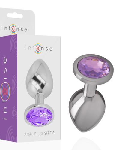 Intense - Aluminum Metal Anal Plug With Violet Crystal Size L