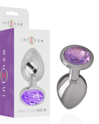 Intense - Aluminum Metal Anal Plug With Violet Crystal Size M