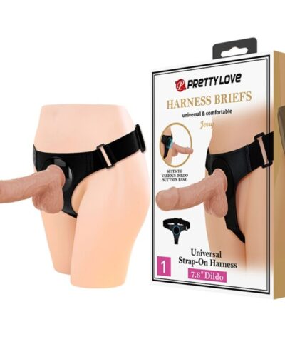 Pretty Love - Harness Briefs Universal Harness With Dildo Jerry 21.8 cm Natural