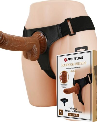 Pretty Love - Harness Briefs Universal Harness With Dildo Micheal 20 cm Black