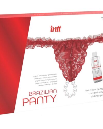Intt Releases - Brazilian Red Panty With Pearls And Lubricating Gel 50 ml