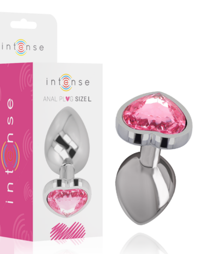 Intense - Aluminum Metal Anal Plug Pink Heart Size L