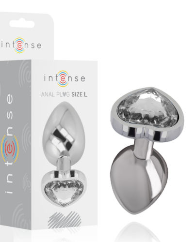 Intense - Anal Plug Metal Aluminum White Heart Size L