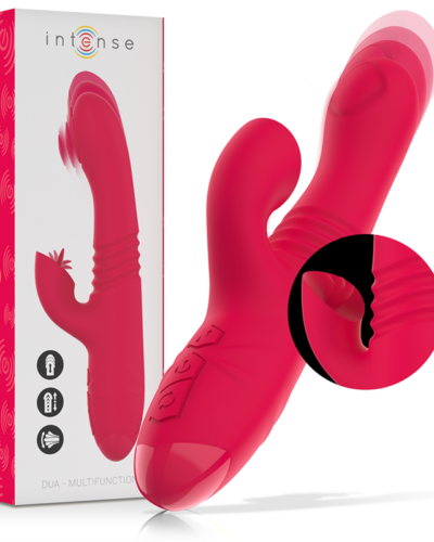 Intense - Dua Multifunction Rechargeable Up  Down Vibrator With Red Tongue