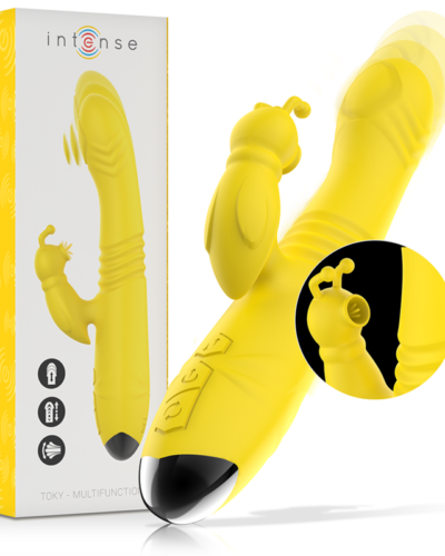 Intense - Toky Multifunction Vibrator Up  Down With Clitoral Stimulator Yellow