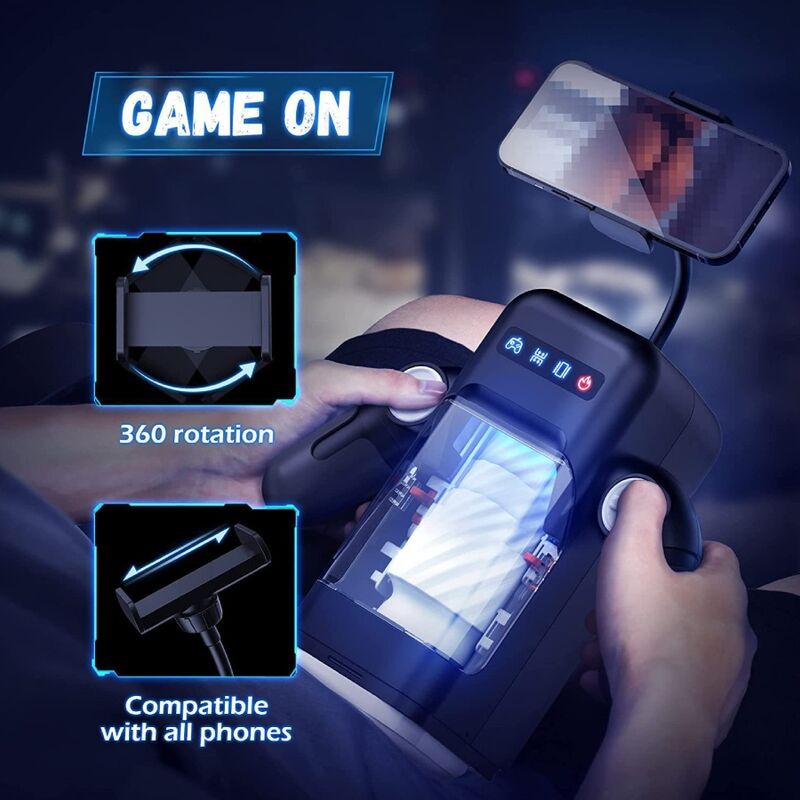 Game Cup - Thrusting Vibration Masturbator with Heating Function and Mobile Support - Black - Image 3