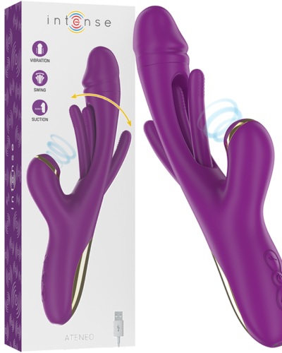 Intense - Ateneo Rechargeable Multifunction Vibrator 7 Vibrations With Oscillating Tongue And Purple Suction