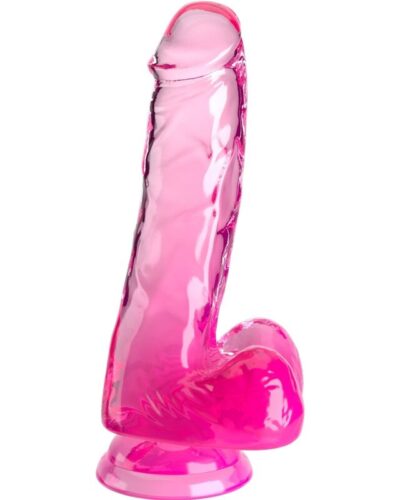 King Cock - Clear Realistic Penis With Balls 13.5 cm Pink