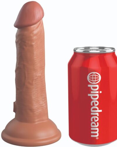 King Cock - Elite Realistic Dildo Vibrating  Silicone 15.2 cm Caramel