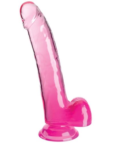 King Cock - Clear Dildo With Testicles 20.3 cm Pink