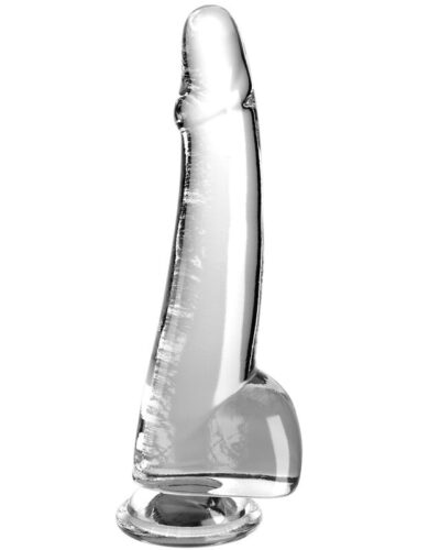 King Cock - Clear Dildo With Testicles 19 cm Transparent