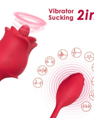 Armony - Pink 2 in 1 Suction Stimulator Vibrator 10 Modes with Red Tail