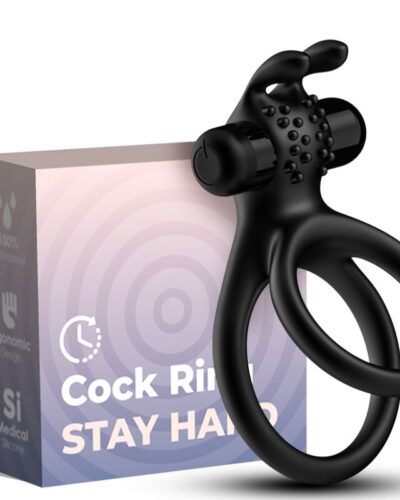 Armony - Traveler Double Vibrator Ring for Couples Rabbit Black