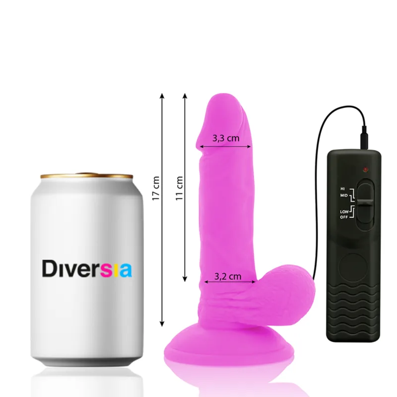 Diversia - Flexible Vibrating Dildo Purple 17 cm -O- 3.3 cm - Image 2