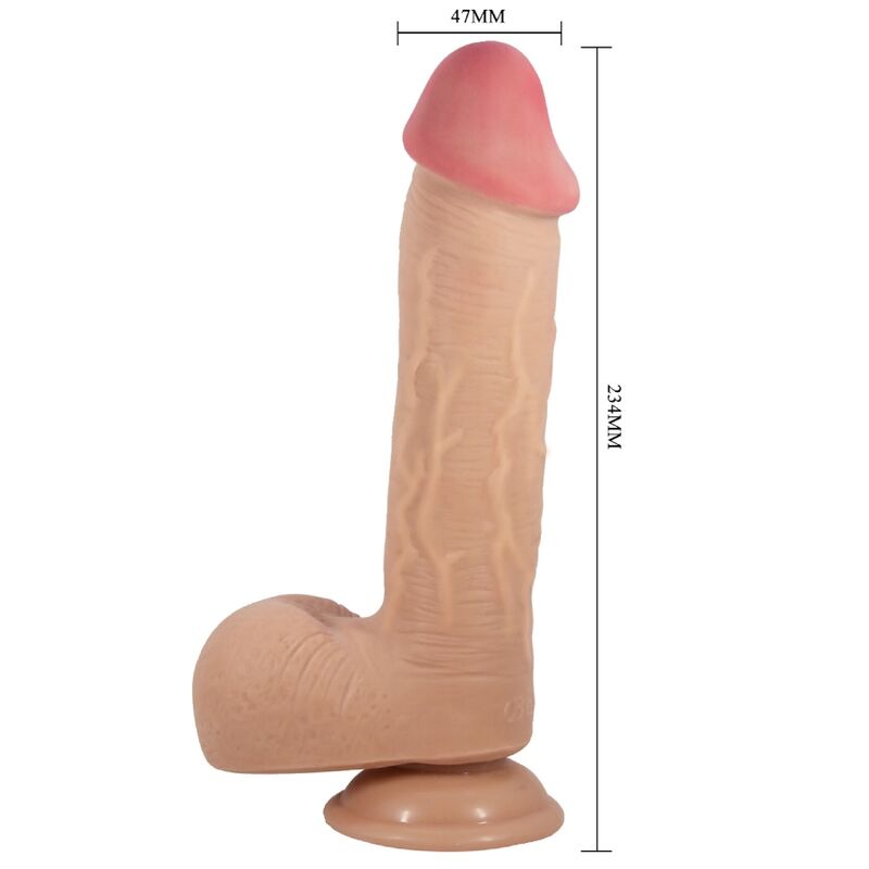 Pretty Love - Sliding Skin Series Realistic Dildo With Sliding Skin Suction Cup Flesh 23.4 cm - Image 4