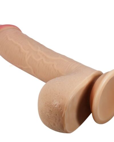 Pretty Love - Sliding Skin Series Realistic Dildo With Sliding Skin Suction Cup Flesh 23.4 cm