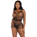 Leg Avenue - T-Shirt  Pants Set Fishnet Black