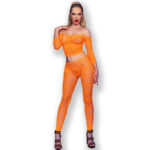 Chilirose - Cr 4661 Top  Leggins Orange S/M