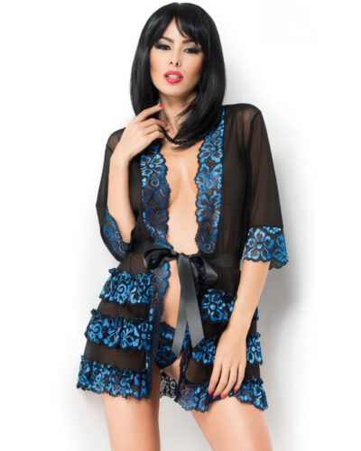 Chilirose - Cr 3837 Pegnoir Blue  Black S/M