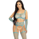 Leg Avenue - Crop Top Stockings  Gloves Blue