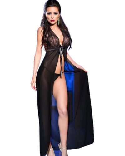 Chilirose - Cr 3275 Babydoll Long  Thong Black S/M