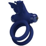 Pretty Love - Jamele Double Ring With Vibration  Butterfly Stimulator Blue