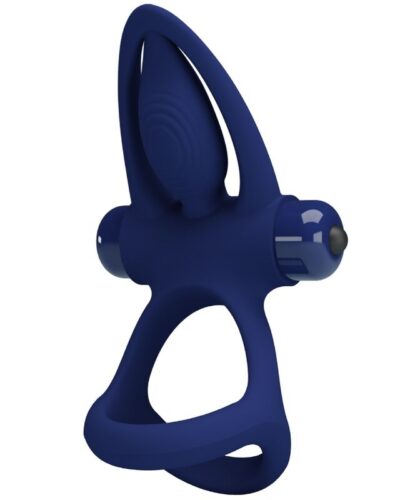 Pretty Love - Mat Double Ring With Vibration  Stimulator Blue
