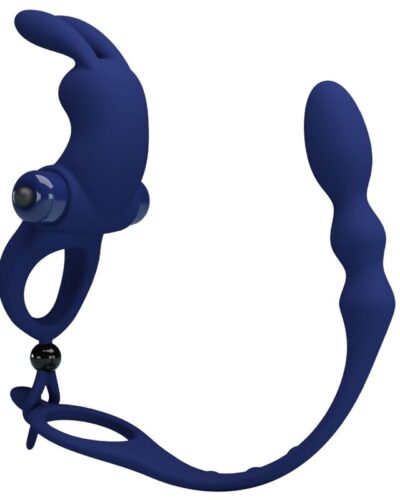 Pretty Love - Ayad Rabbit Vibrator Ring With Plug Blue