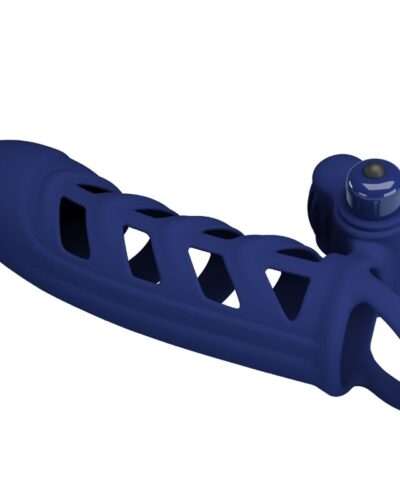 Pretty Love - Altaf Vibrator Ring With Silicone Sheath Blue