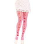 Leg Avenue - Stockings With Openings Heart  Bows Pink