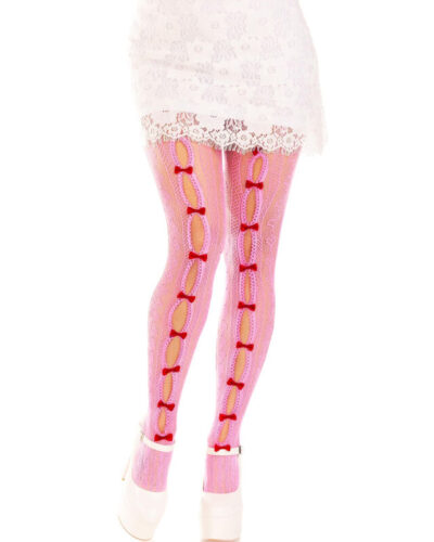Leg Avenue - Stockings With Openings Heart Bows Pink