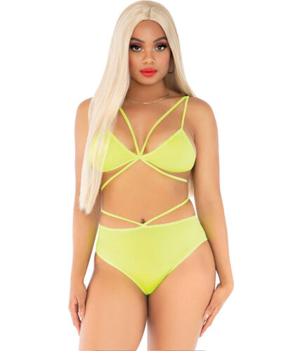 Leg Avenue - Top  Panties Yellow With Straps