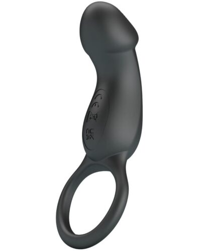 Pretty Love - Trae Vibrating Black Ring With Stimulator