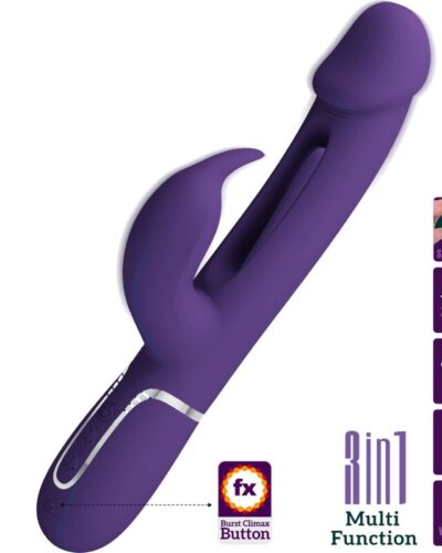 Pretty Love - Kampas Rabbit 3 In 1 Multifunction Vibrator With Tongue Violet