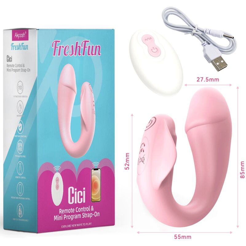 Armony - Freshfun Cici Stap-On Vibrator Remote Control and App 10 Vibrations Pink - Image 5