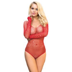 Subblime - 952303 Shiny Grill Body With Off Shoulders Long Sleeve Red One Size